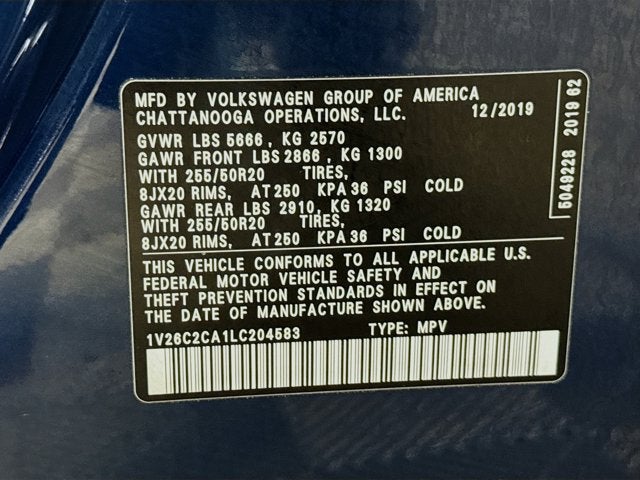 2020 Volkswagen Atlas Cross Sport 2.0T SE w/Technology