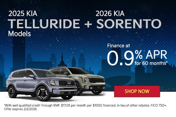 2025 Kia Tellurides and 2026 Sorentos