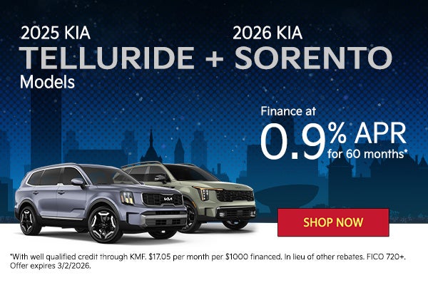 2025 Kia Tellurides and 2026 Sorentos
