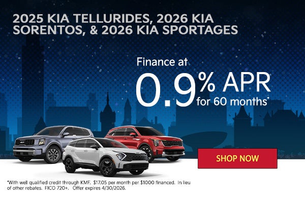 2025 Kia Tellurides, 2026 Kia Sorentos and 2026 Kia Sportage