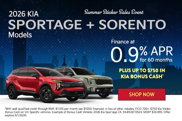 2026 Kia Sorentos and 2026 Kia Sportages