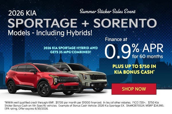 2026 Kia Sorentos and 2026 Kia Sportages - Including Hybrids