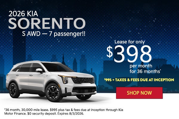 2026 Kia Sorento S All Wheel Drive! 