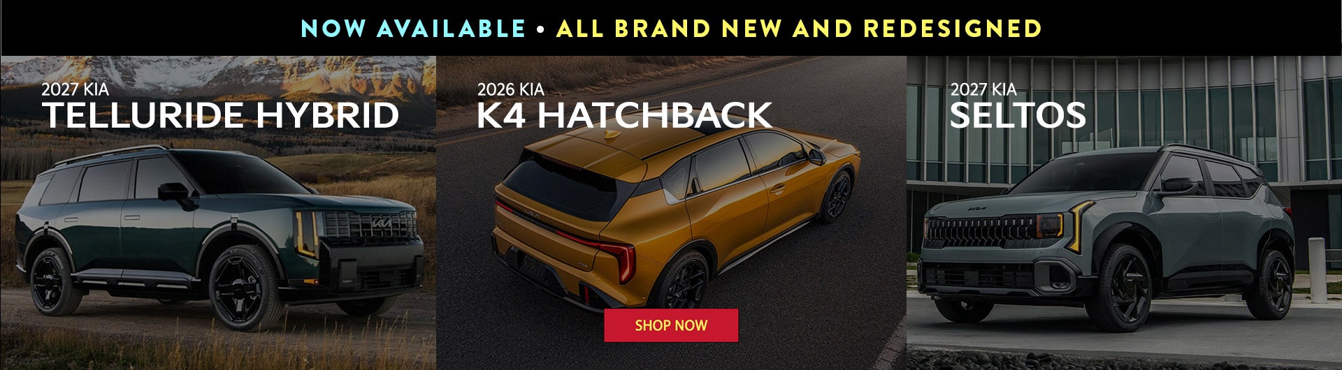 The 2027 Kia Telluride Hybrid, the 2026 Kia K4 Fastback, the